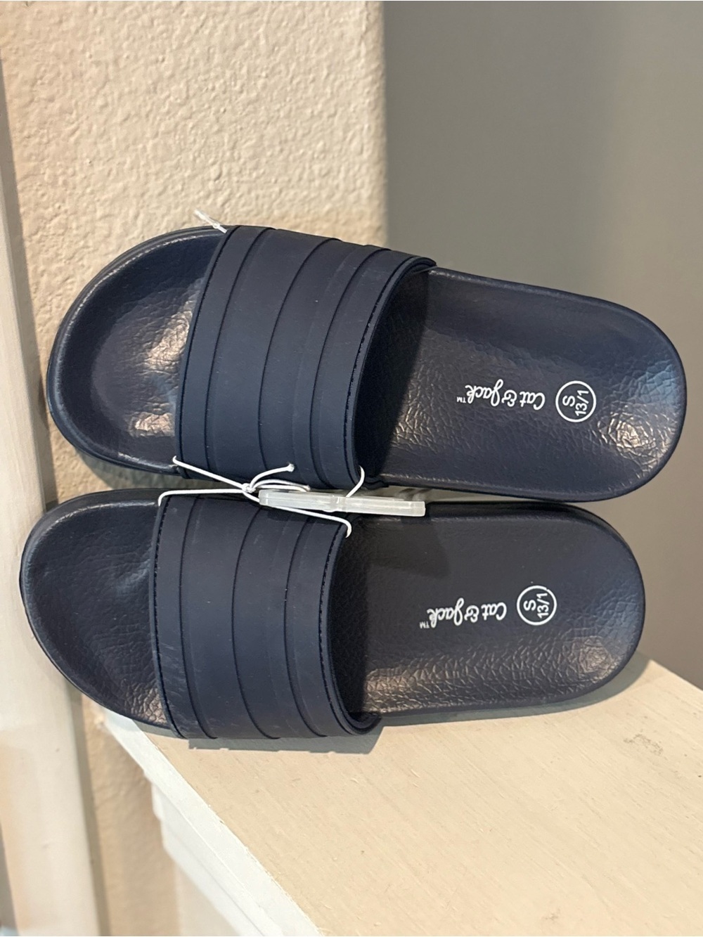 Kids' Nikko Navy Blue Slip-on Slide Sandals Size 13/1- Cat & Jack NEW - Picture 2 of 4